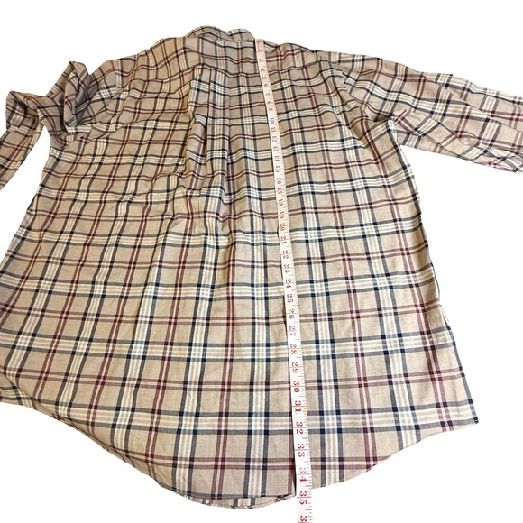 Brooks Brothers 2XLT Non-Iron Supima Cotton Plaid Button Down Shirt Tan Tartan - Picture 3 of 8